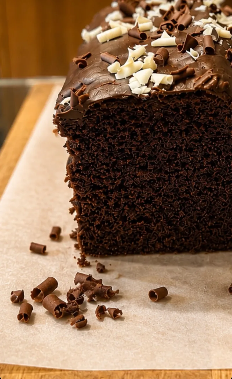 Corte de un bizcocho de chocolate con cobertura